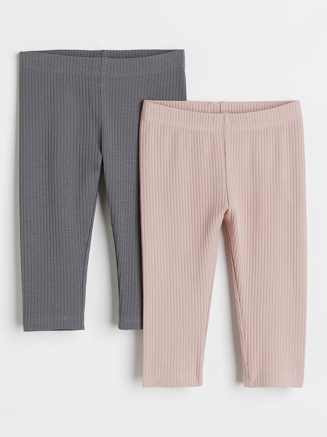 

H&M Girls 2-Pack Solid Leggings, Grey