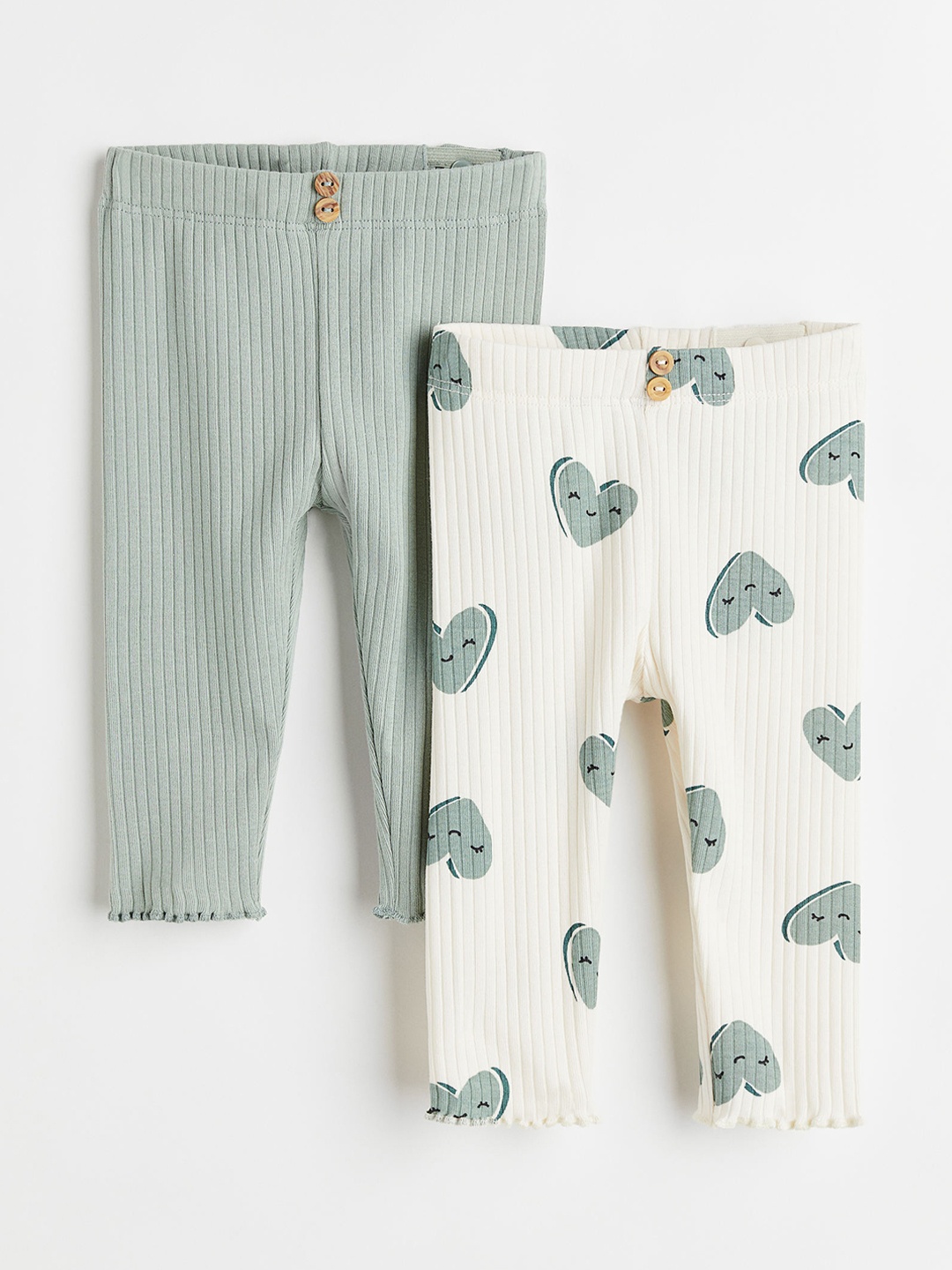 

H&M Girls Green And White Printed Leggings