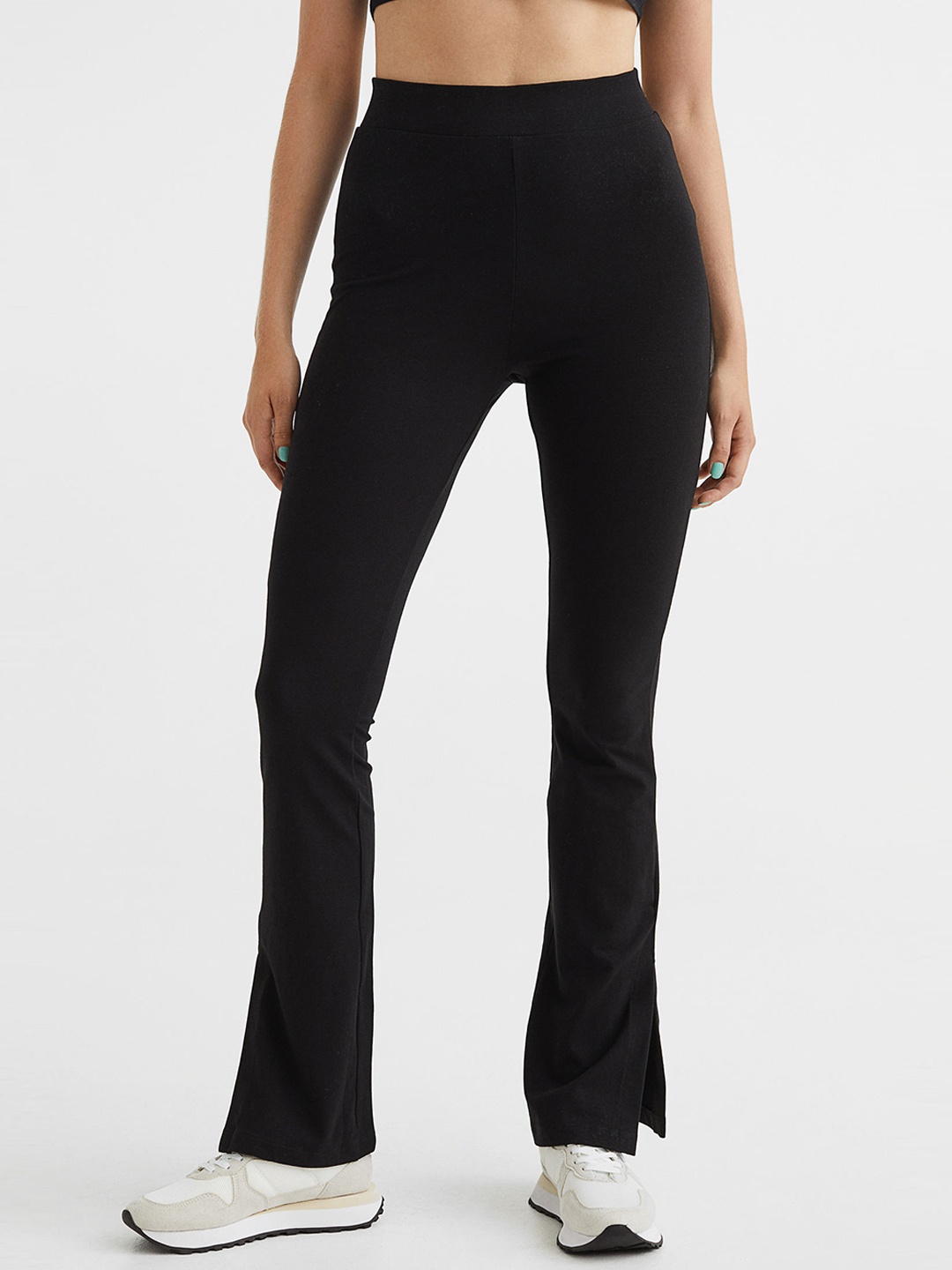 

H&M Women Black Ribbed Leggings