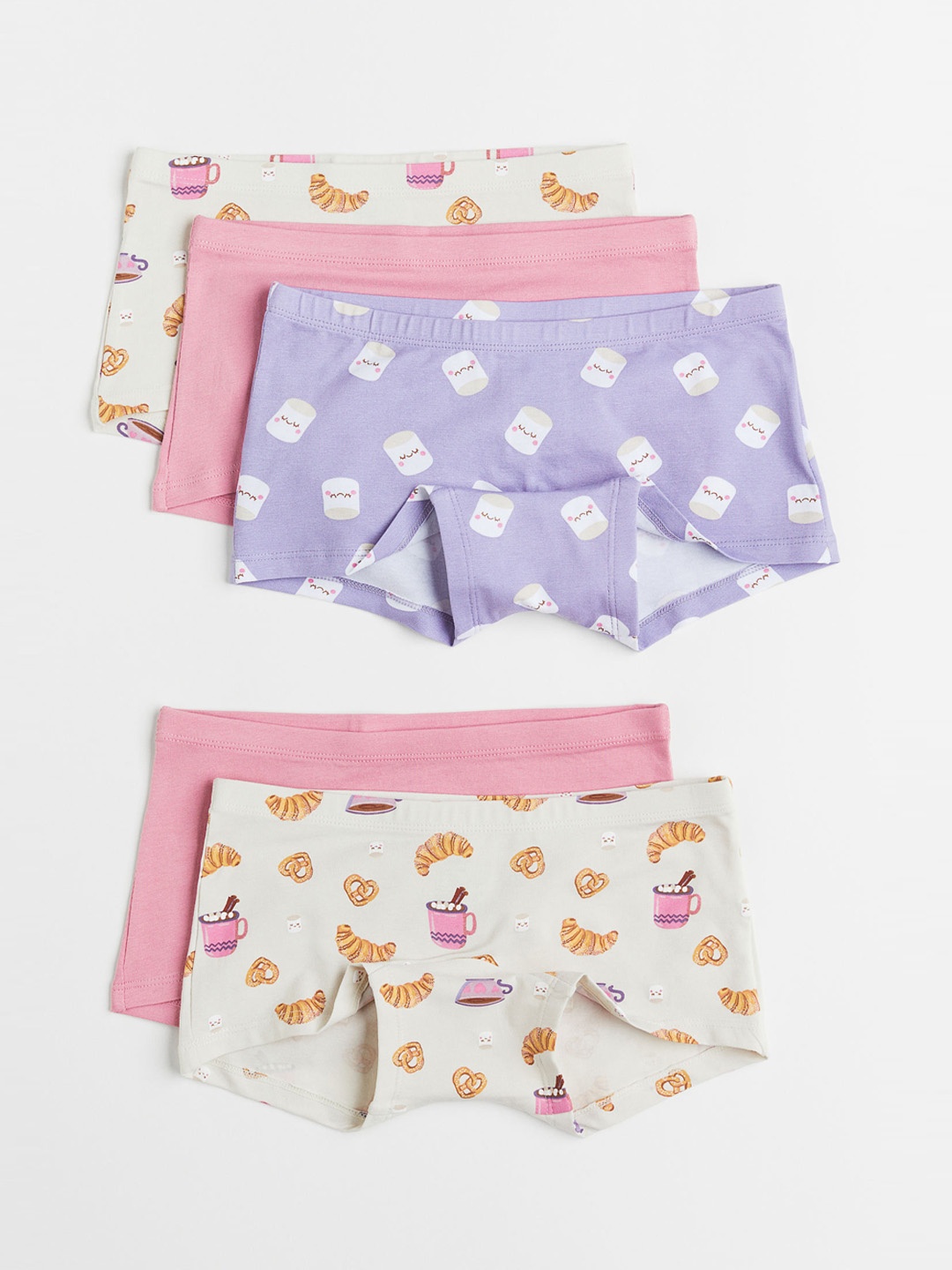 

H&M Girls Pack Of 5 Self-Design Cotton Hipster Briefs, Purple