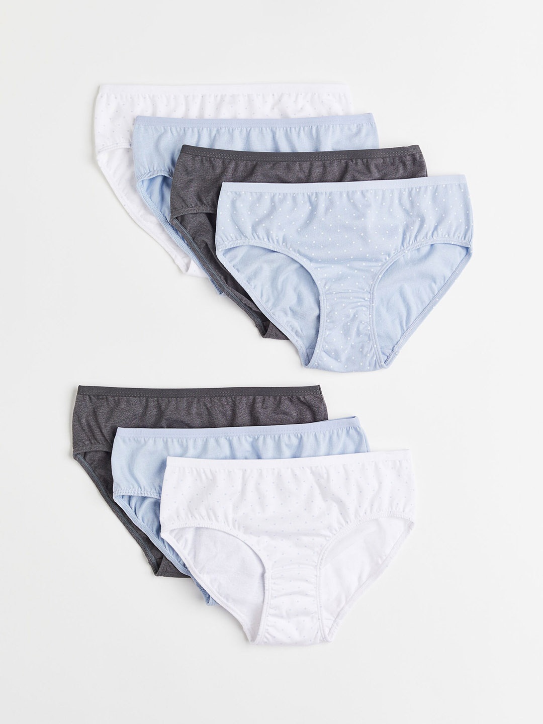 

H&M Girls Pack of 7 Solid Pure Cotton Bikini Briefs, Blue