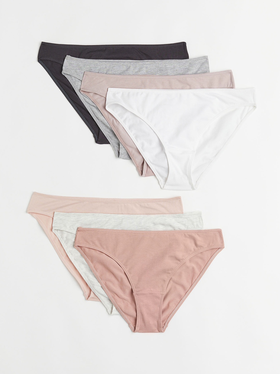 

H&M Women Pack of 7 Solid Cotton Bikini Briefs, Grey
