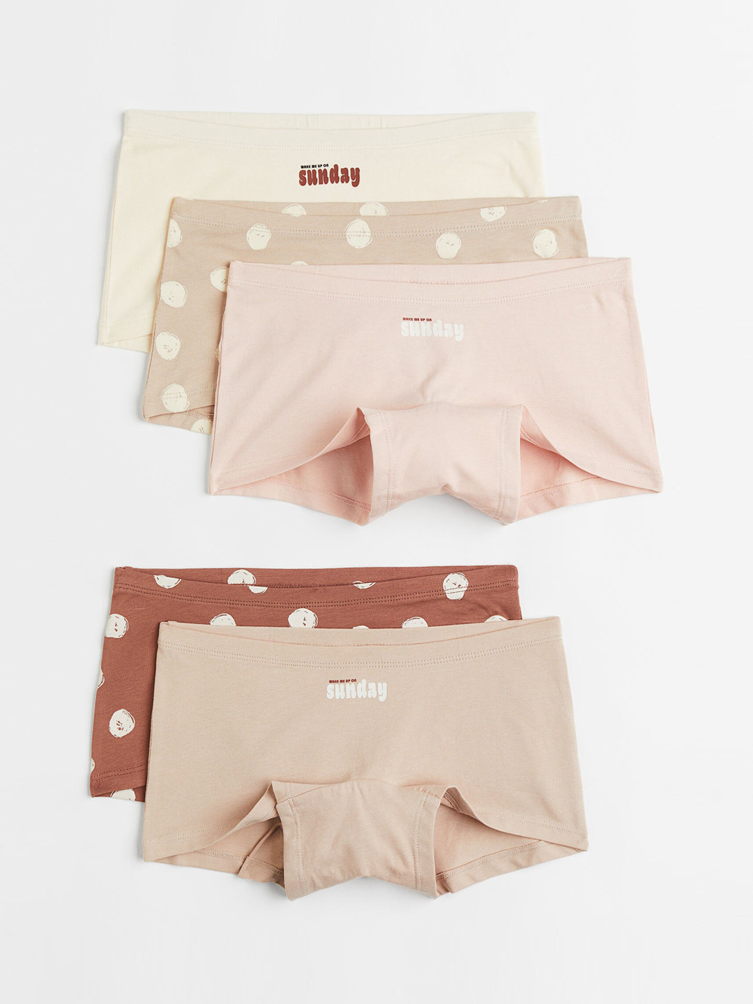 

H&M Girls 5-Pack Cotton Boxers, Beige