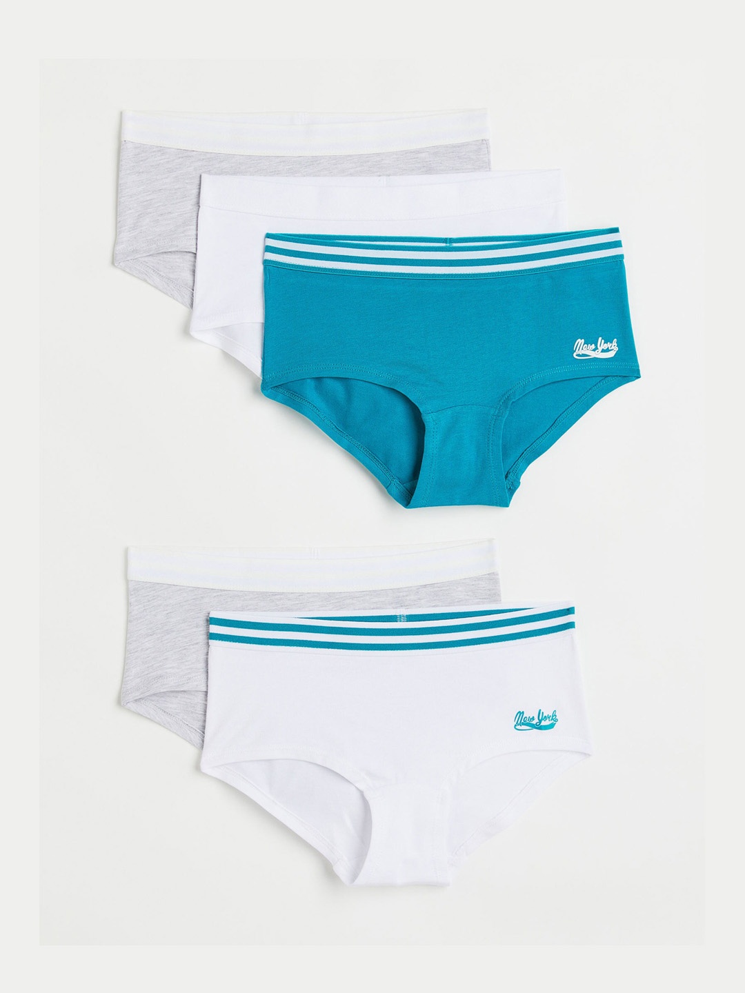 

H&M Girls Pack of 5 Solid Hipster Briefs, Grey