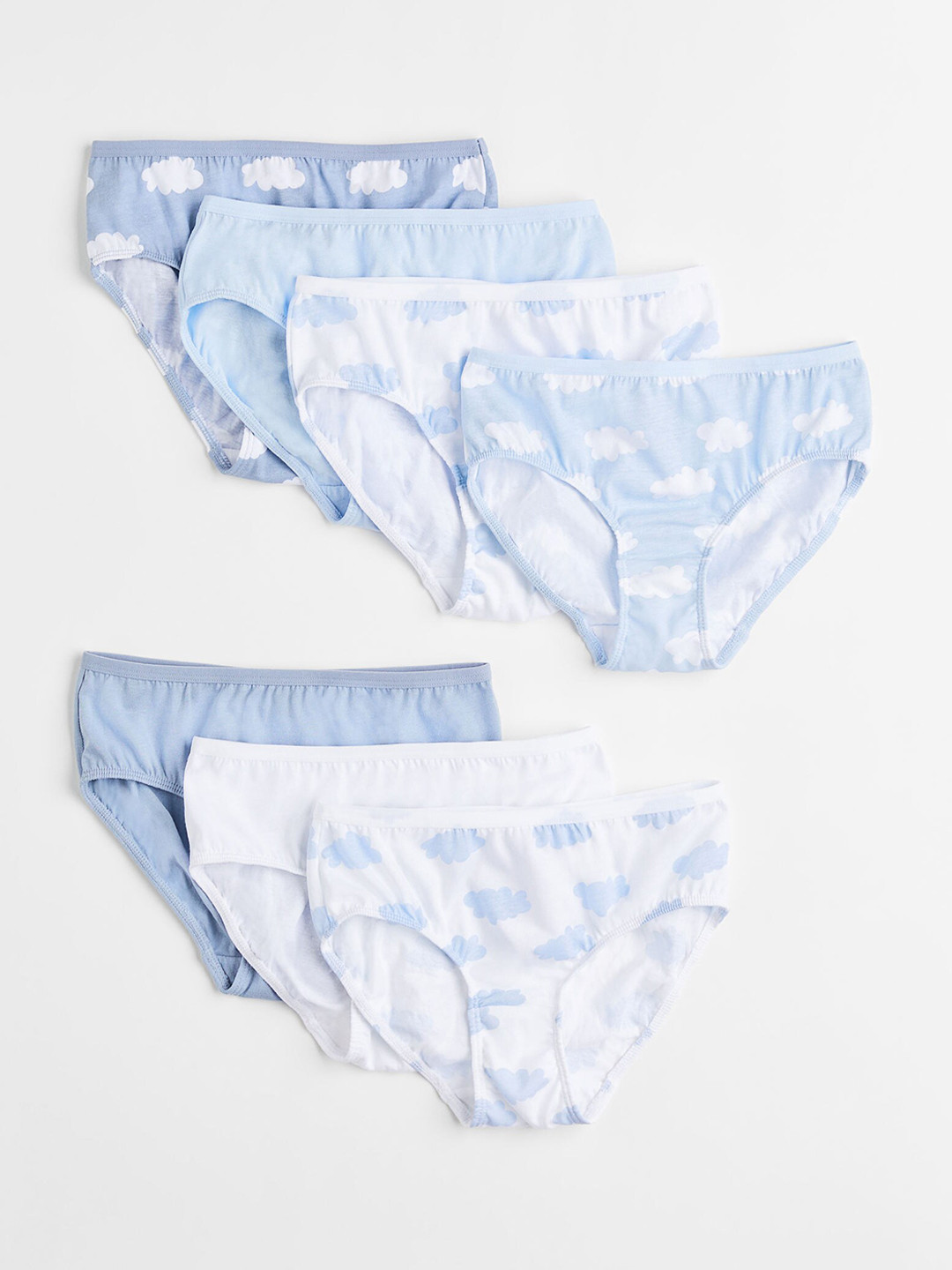 

H&M Girls Pack Of 7 Printed Cotton Basic Briefs, Blue
