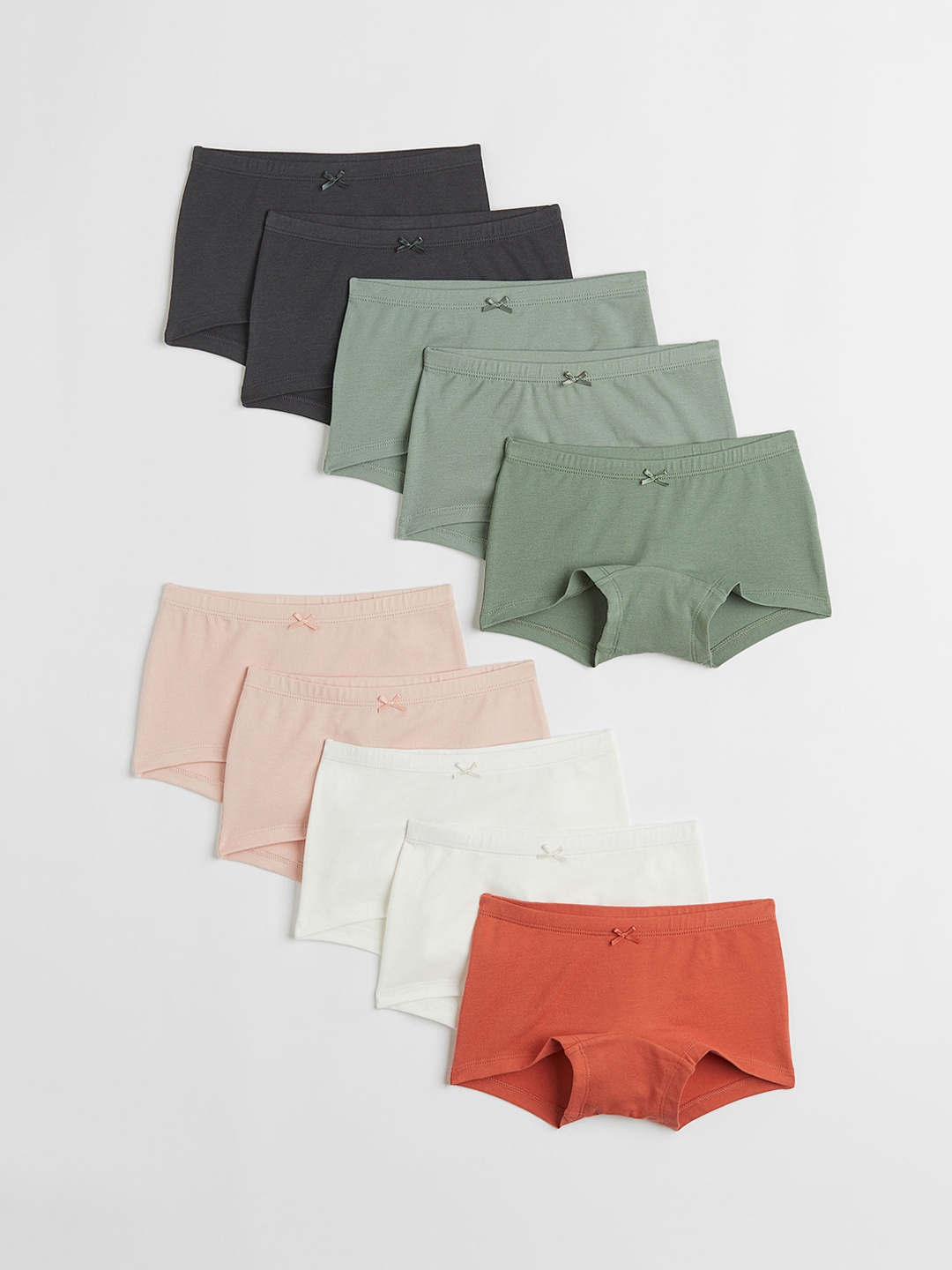 

H&M Girls 10-Pack Solid Cotton Boy-Short Briefs, White