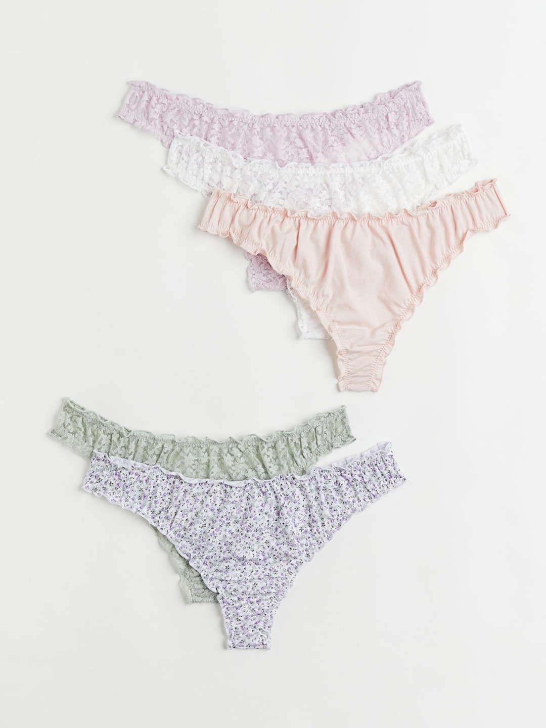 

H&M Women 5-Pack Cotton Thong Briefs, Green