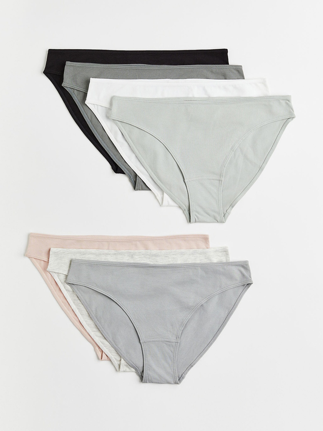 

H&M Women 7-Pack Cotton Bikini Briefs, Grey