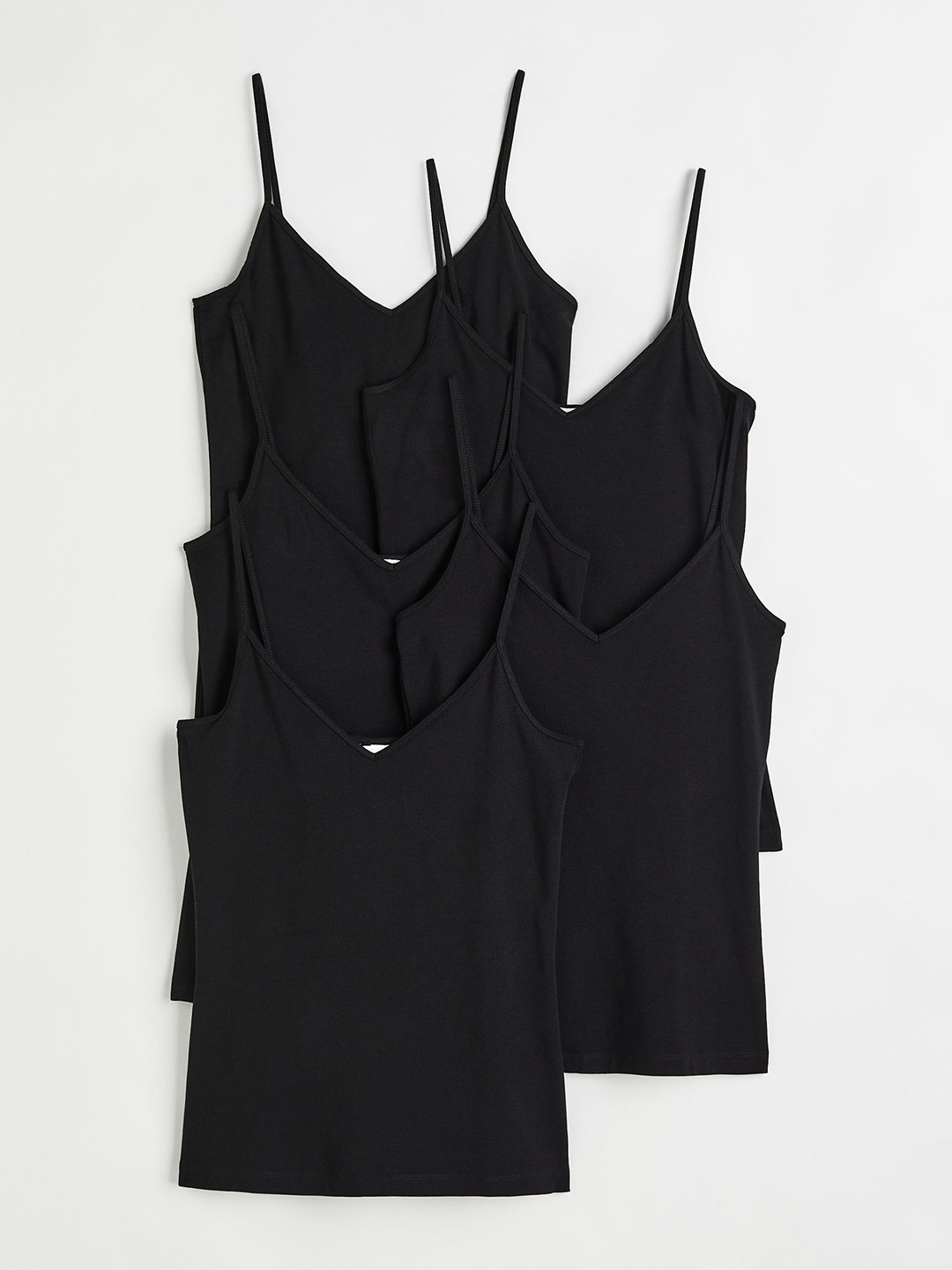 

H&M Women 5-Pack Solid Strappy Tops, Black