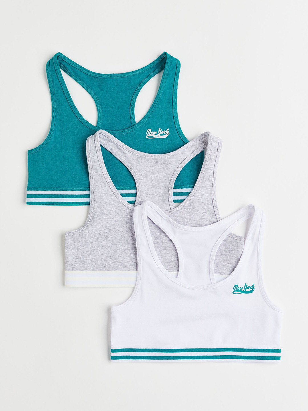 

H&M Girls 3-Pack Tops, Grey