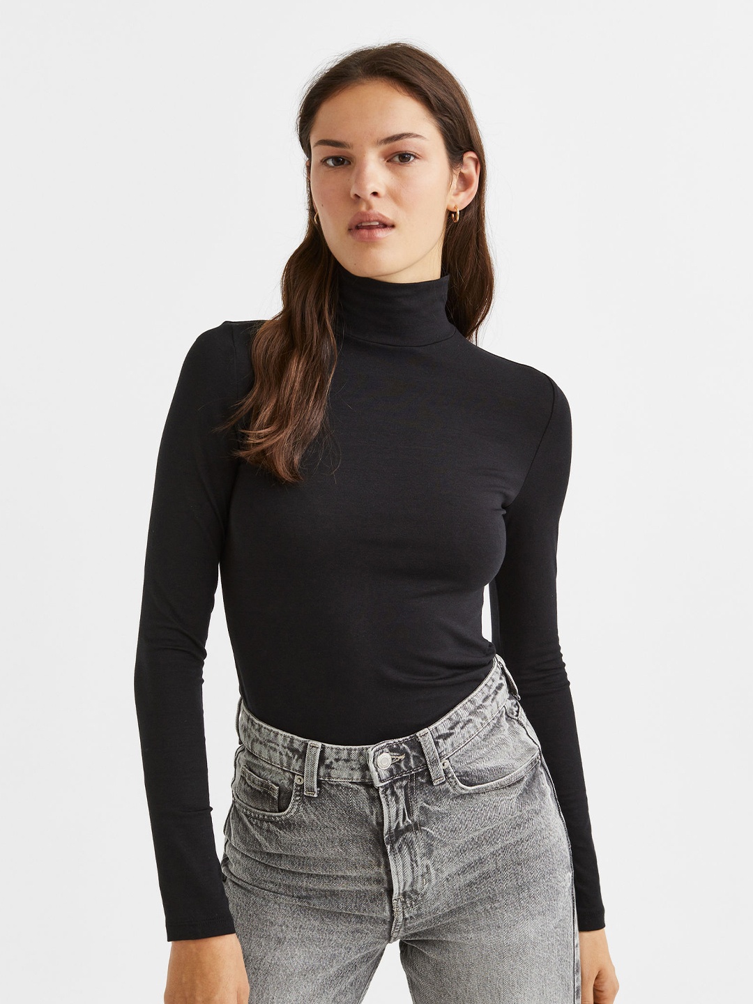 

H&M Women Black Turtle Neck Top