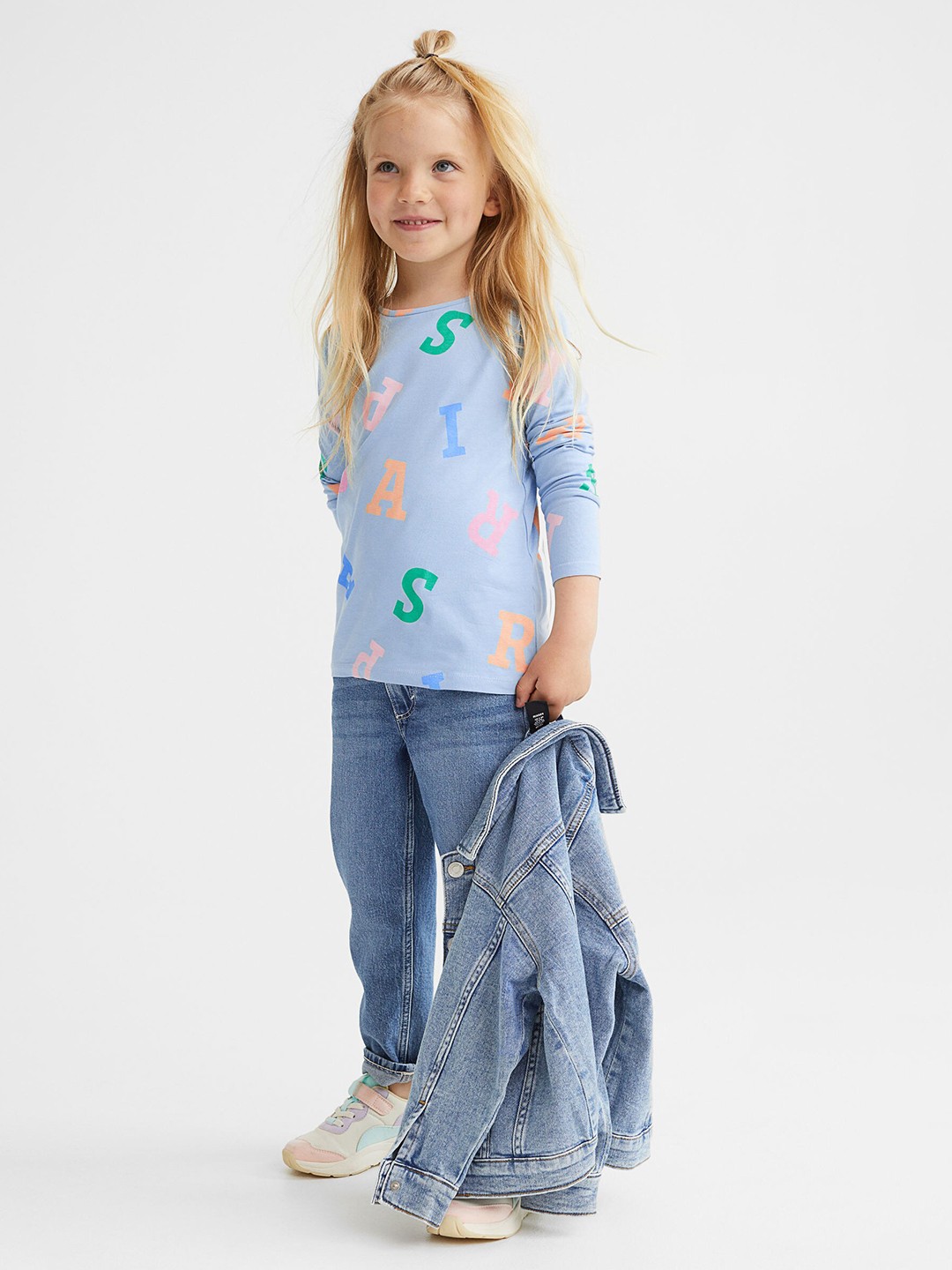 

H&M Girls Blue Printed Jersey Top