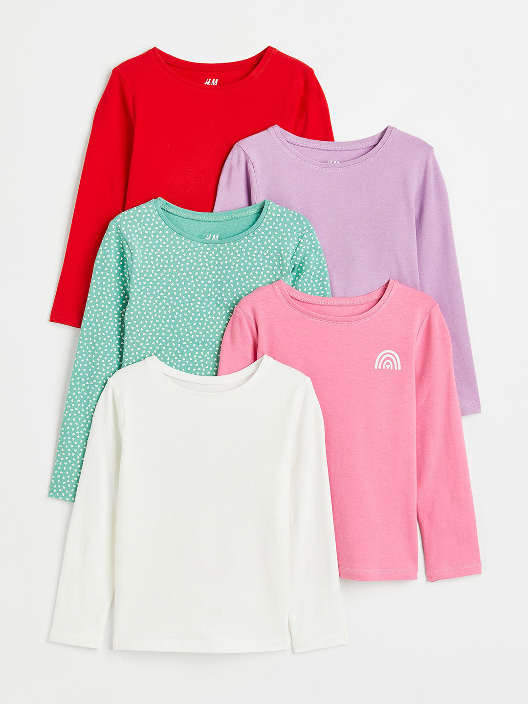 

H&M Girls 5-Pack Jersey Tops, Green