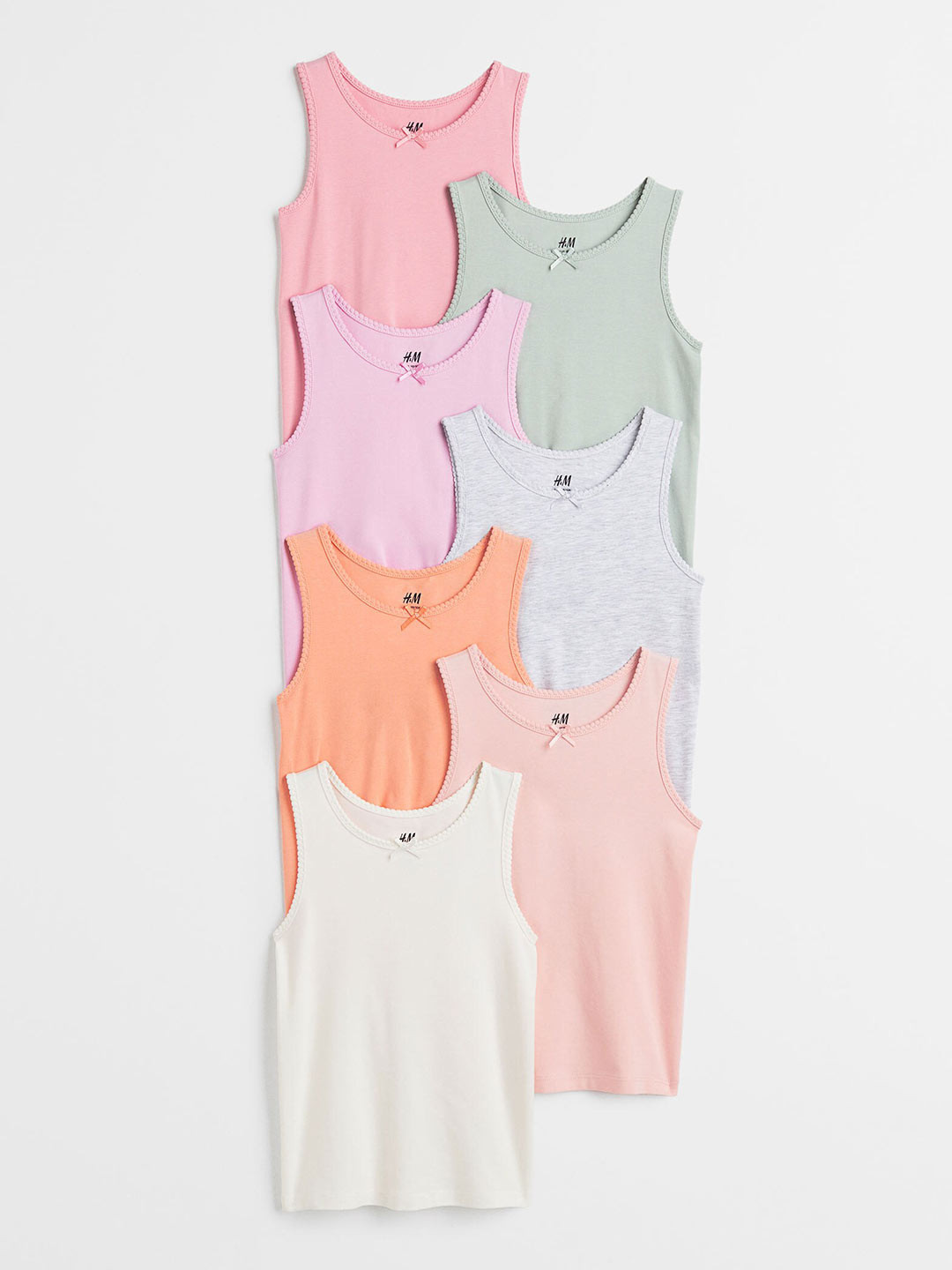 

H&m Girls 7-Pack Cotton Vest Tops, Green