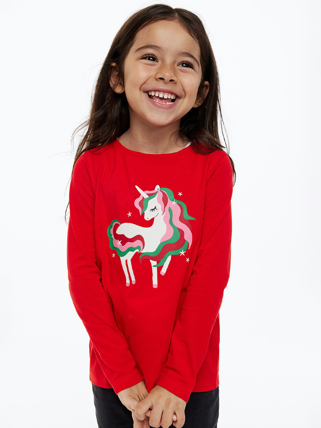 

H&M Girls Red & White Printed Jersey Top