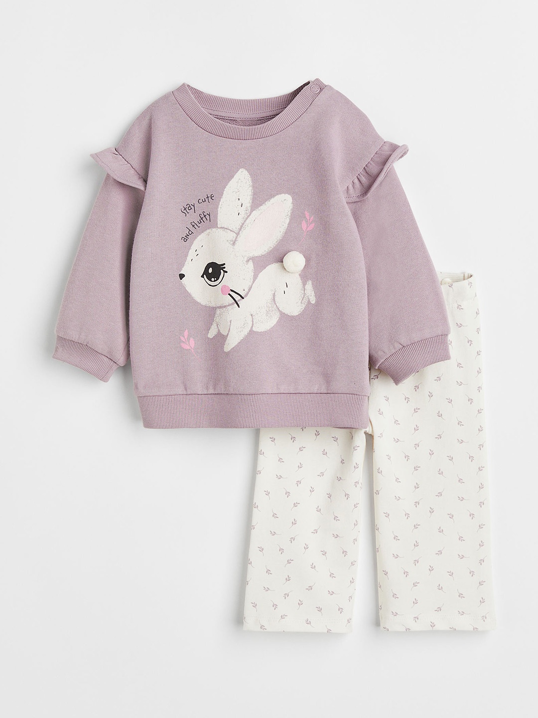 

H&M Girls 2-Piece Printed Cotton Set, Lavender