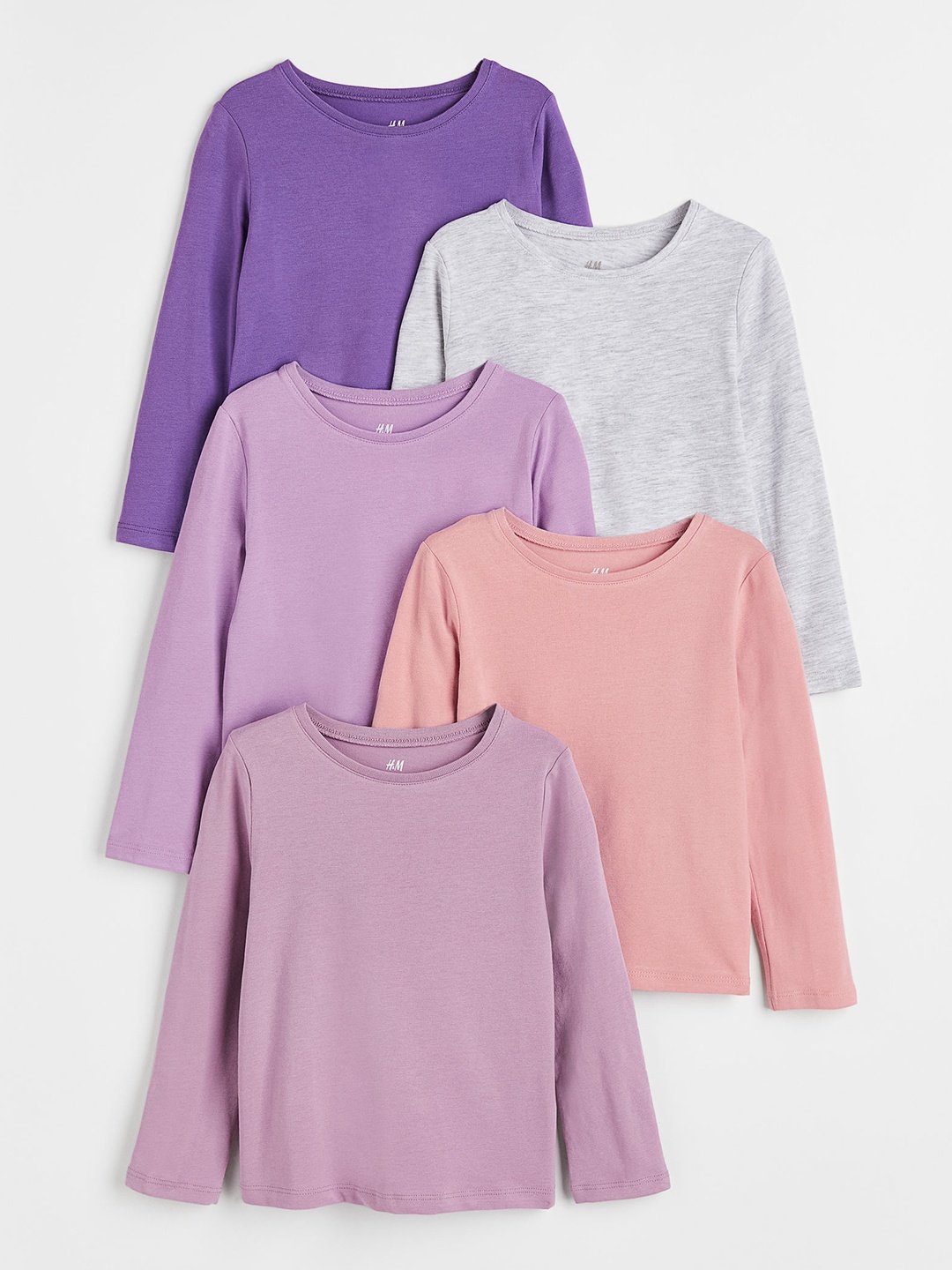 

H&M Girls 5-pack jersey tops, Grey