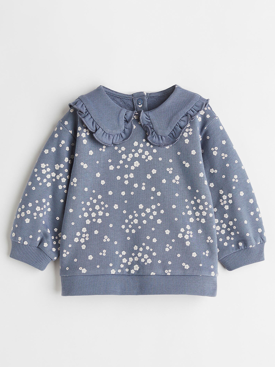 

H&M Girls Blue & White Printed Cotton Sweatshirt
