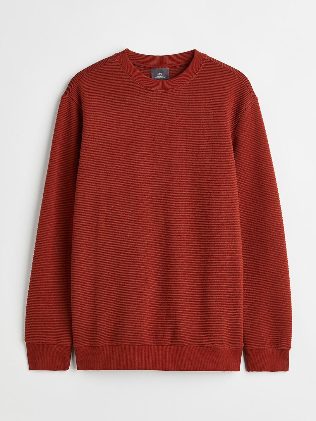 

H&M Men Regular Fit Ribbed Sweatshirt, Red