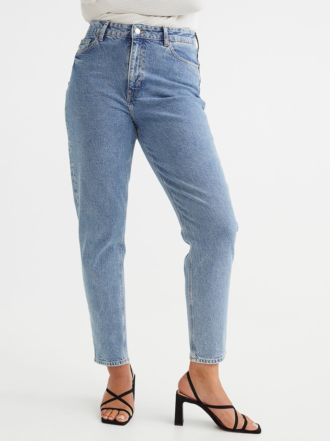 

H&M Women Slim Mom High Ankle Jeans, Blue