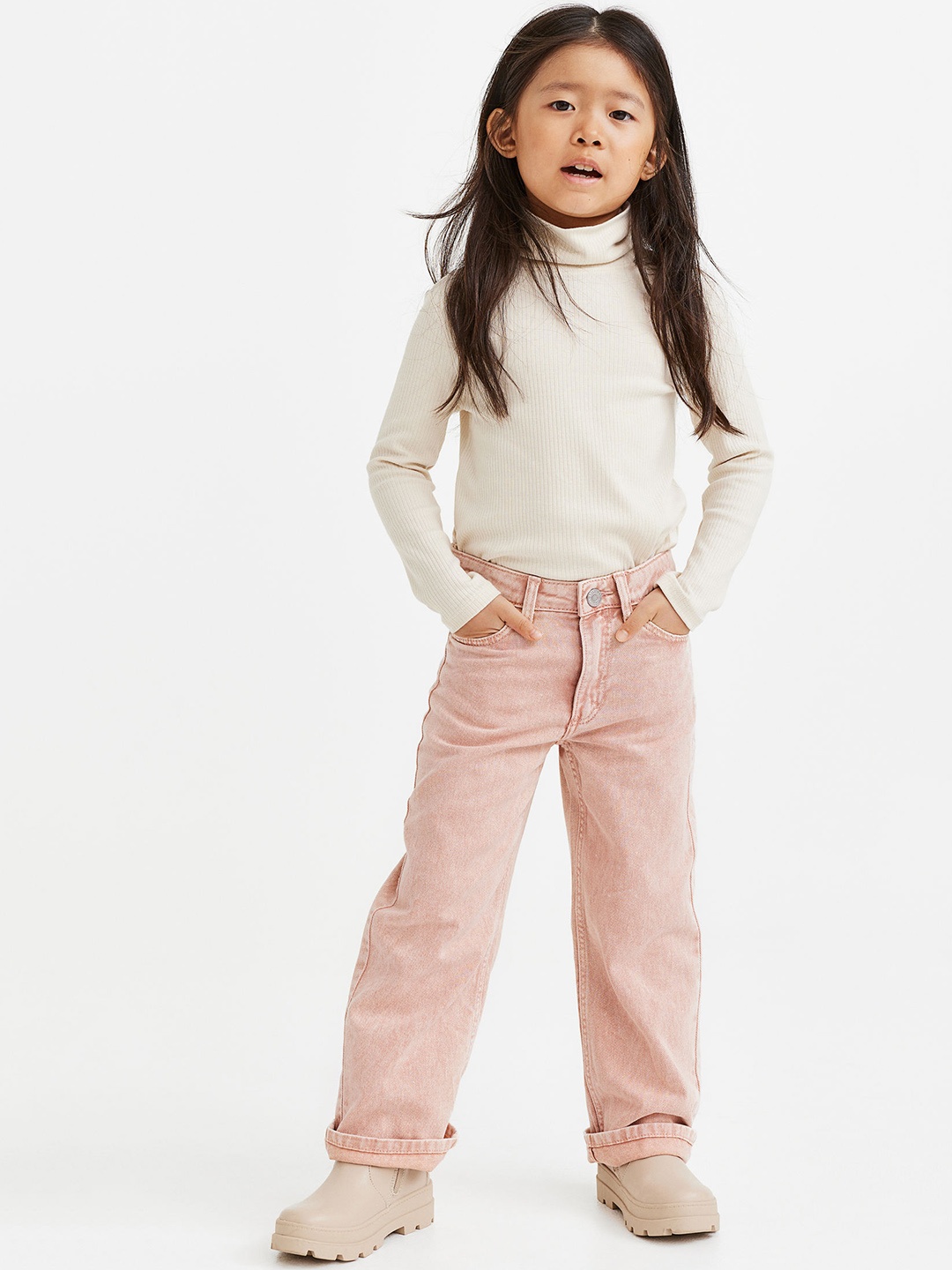 

H&M Girls Wide Leg Jeans, Pink