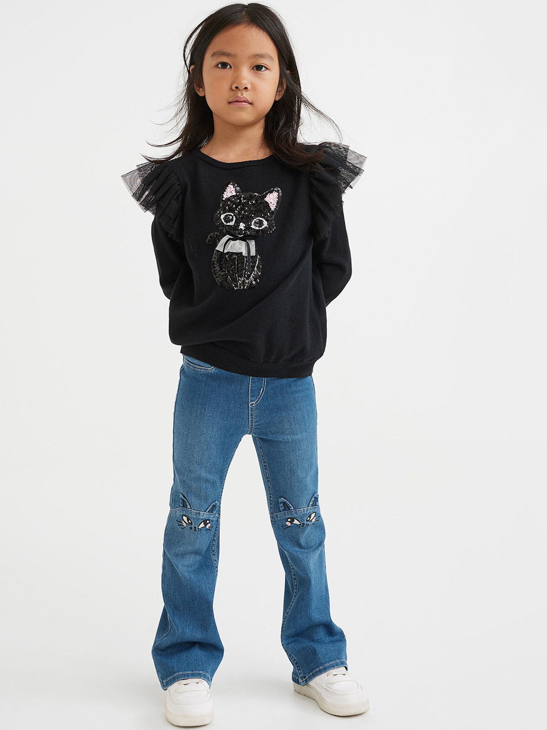 

H&M Kids Girls Flared pull-on jeans, Blue