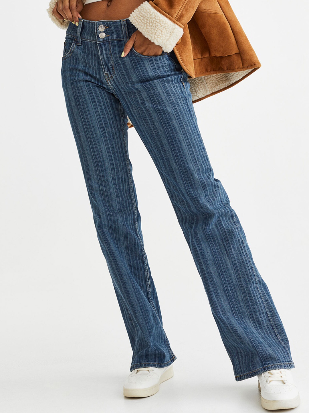 

H&M Women Flared Low-Rise Jeans, Blue