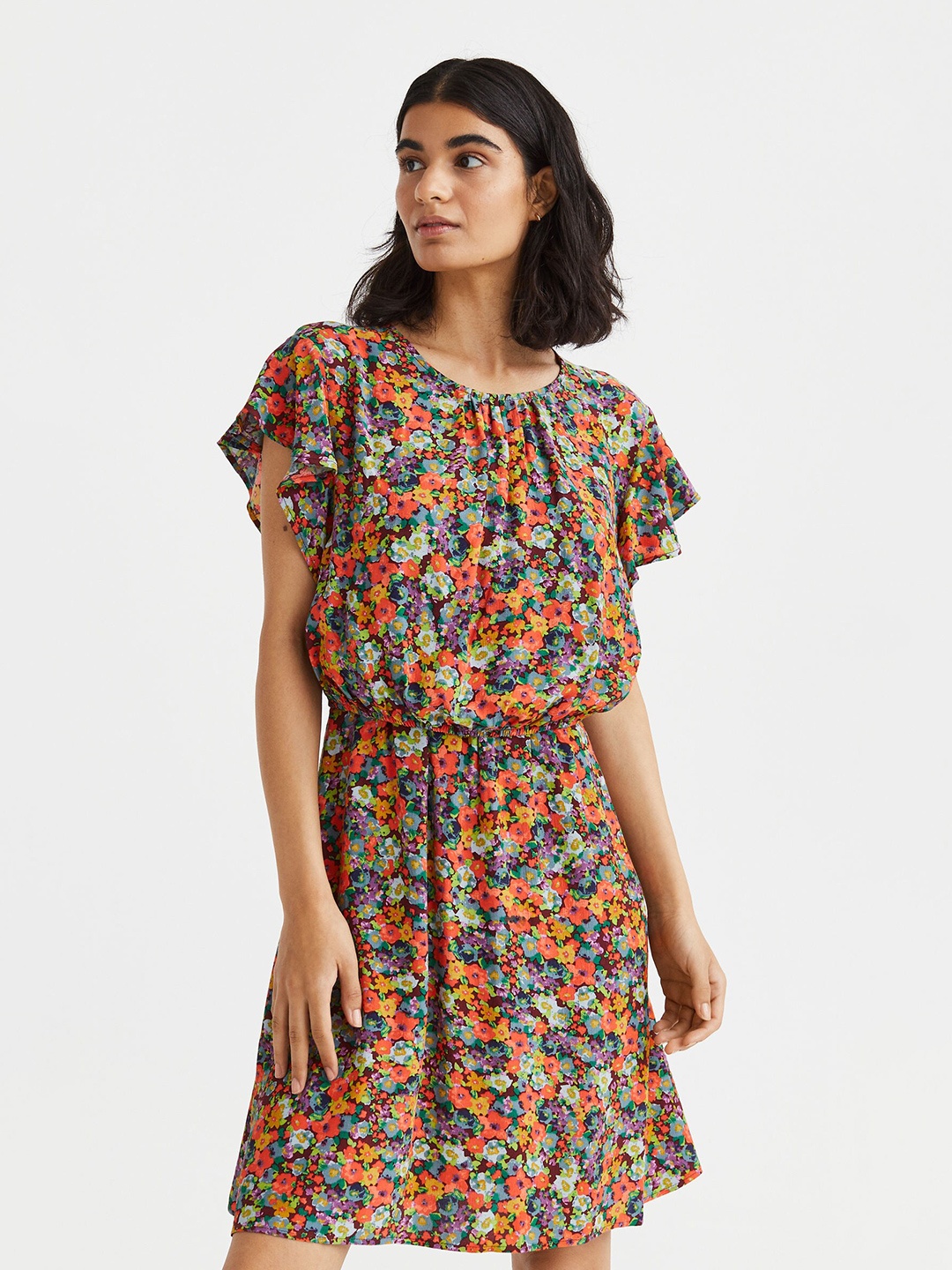 

H&M Women Mama Brown & Red Printed Nursing dress