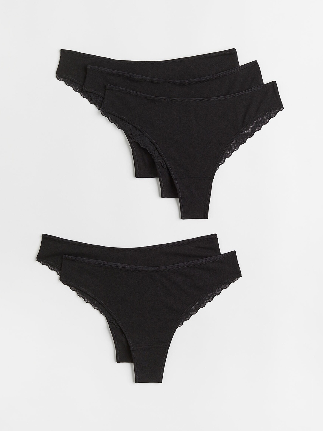 

H&M Women Pack Of 5 Solid Brazilian Bikini Briefs, Black