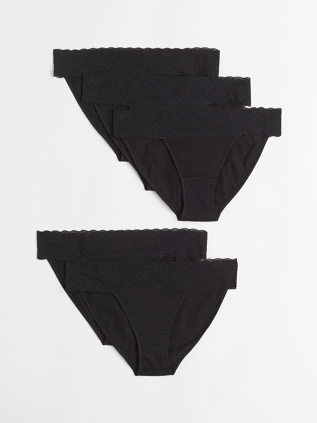 

H&M Women Pack Of 5 Solid Bikini Briefs, Black