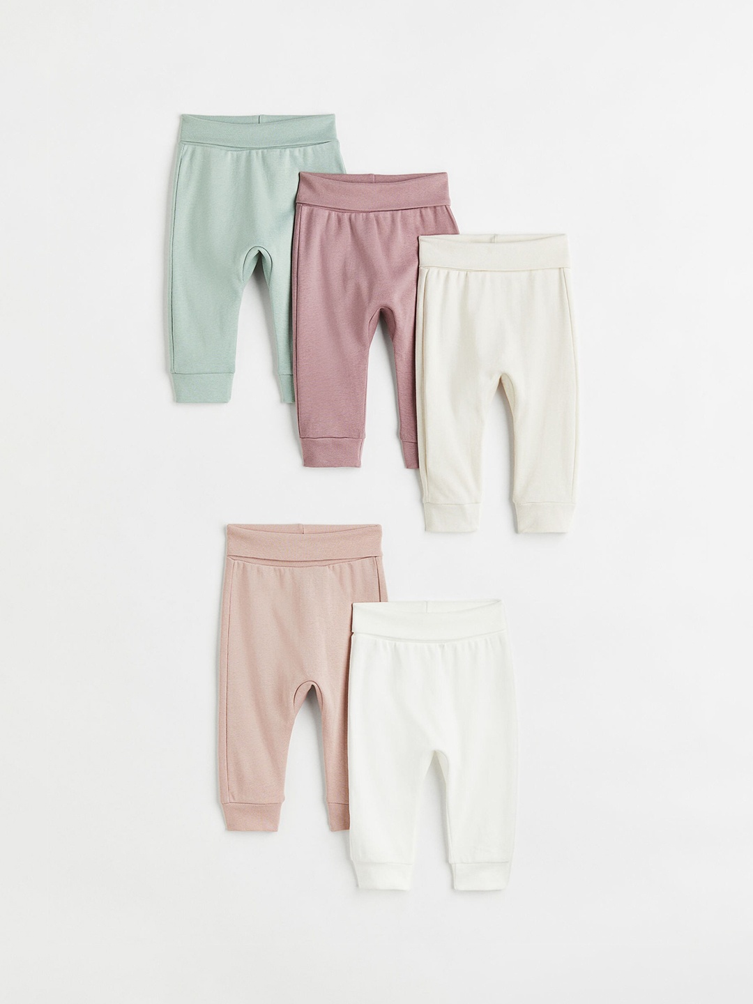 

H&M Girls 5-Pack Cotton Trousers, Beige