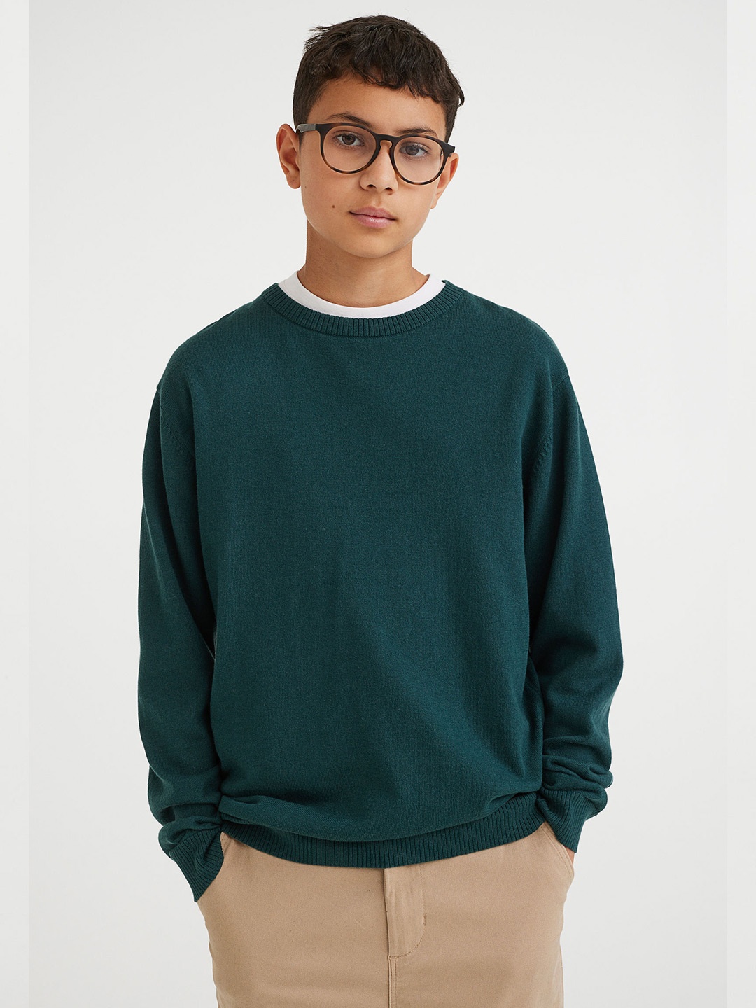 

H&M Boys Fine-knit cotton jumper, Green