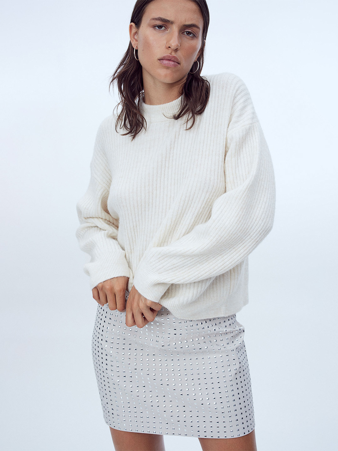 

H&M Women Knitted Jumper, White