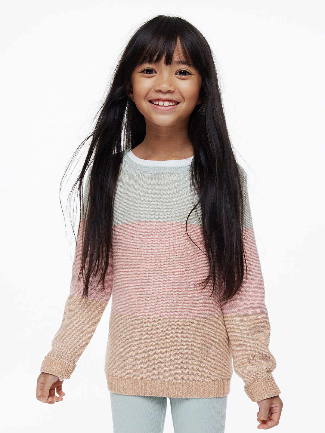 

H&M Girls Textured-knit jumper, Beige