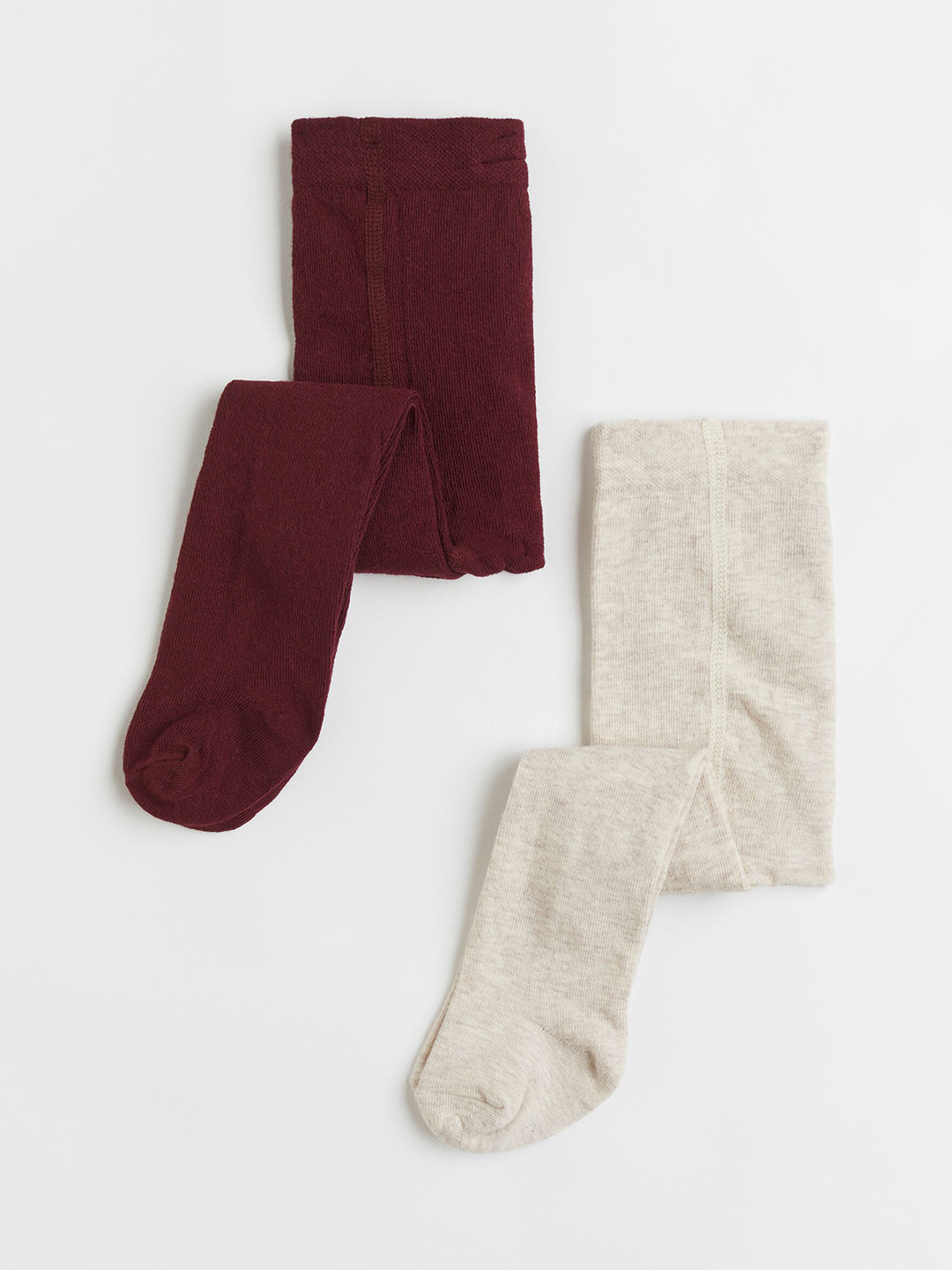

H&M Girls Pack Of 2 Solid Knitted Tights, Grey