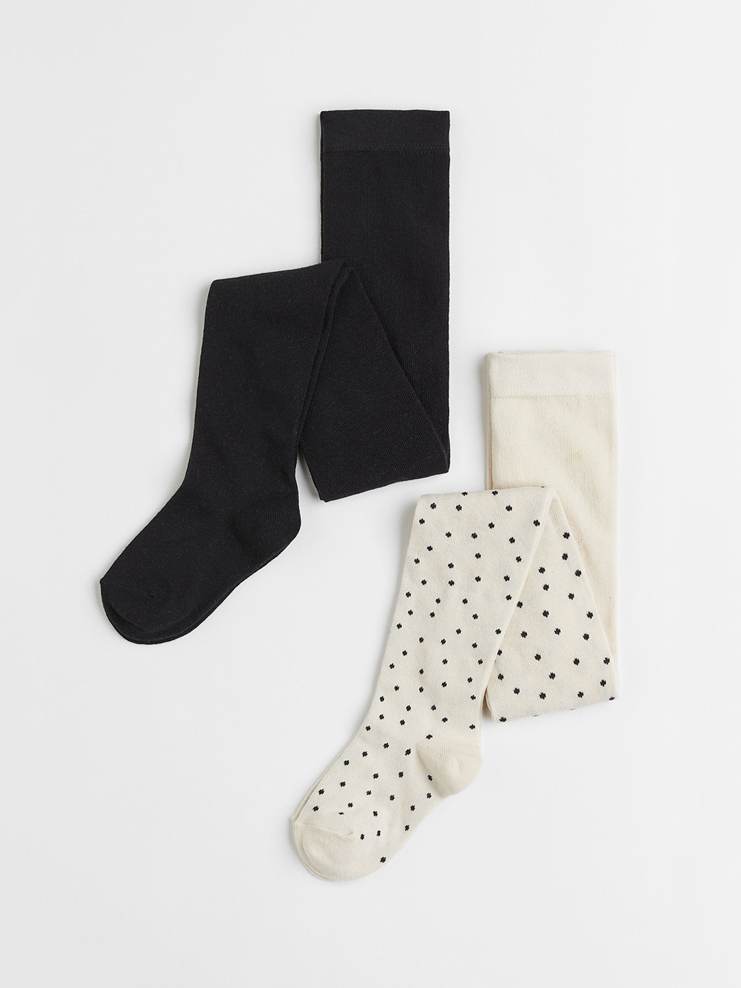 

H&M Girls Pack Of 2 Printed Fine-Knit Tights, Beige