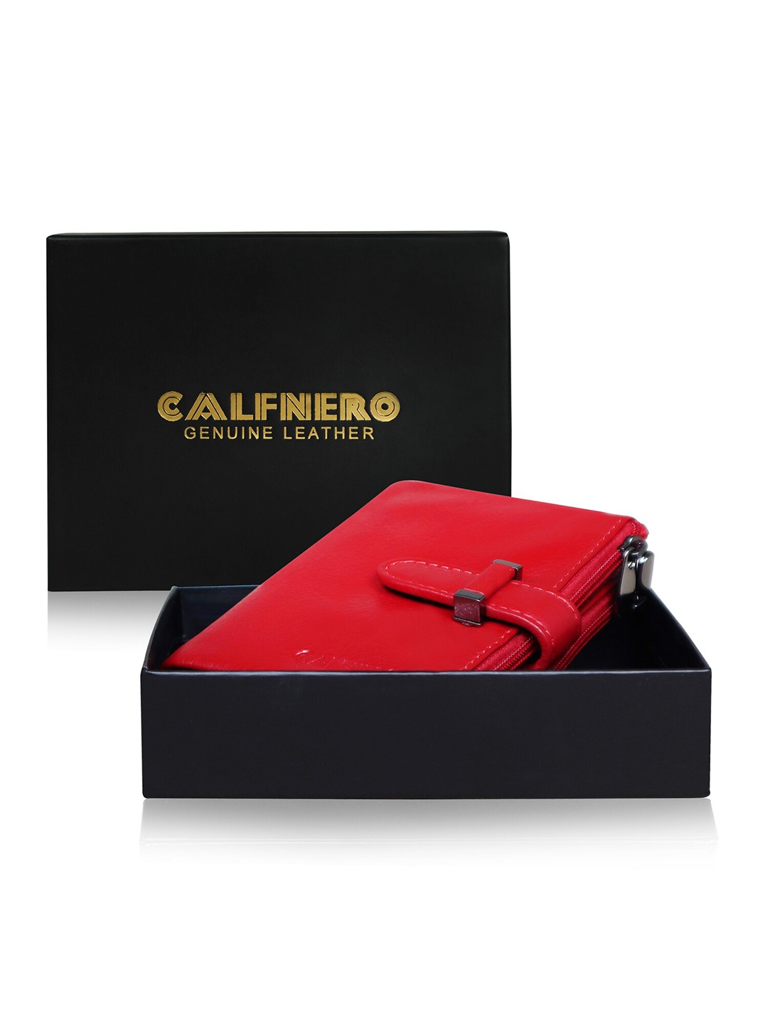 

CALFNERO Women Red Leather Two Fold Wallet