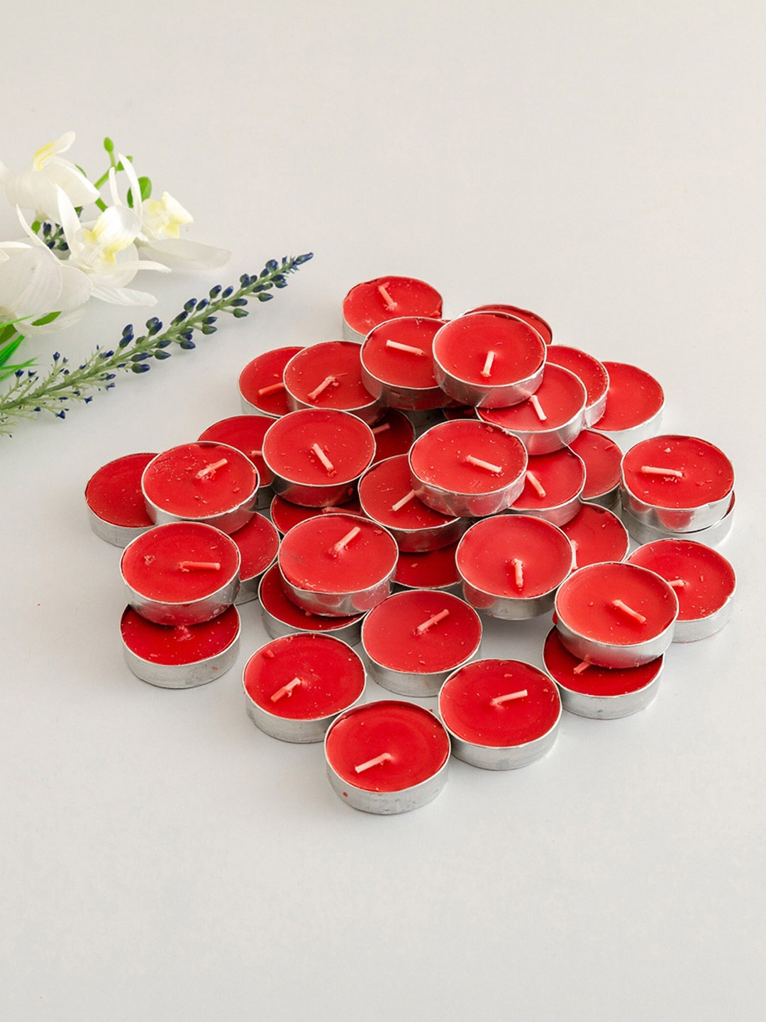

Home Centre Set of 50 Red Solid Tea Light Candles