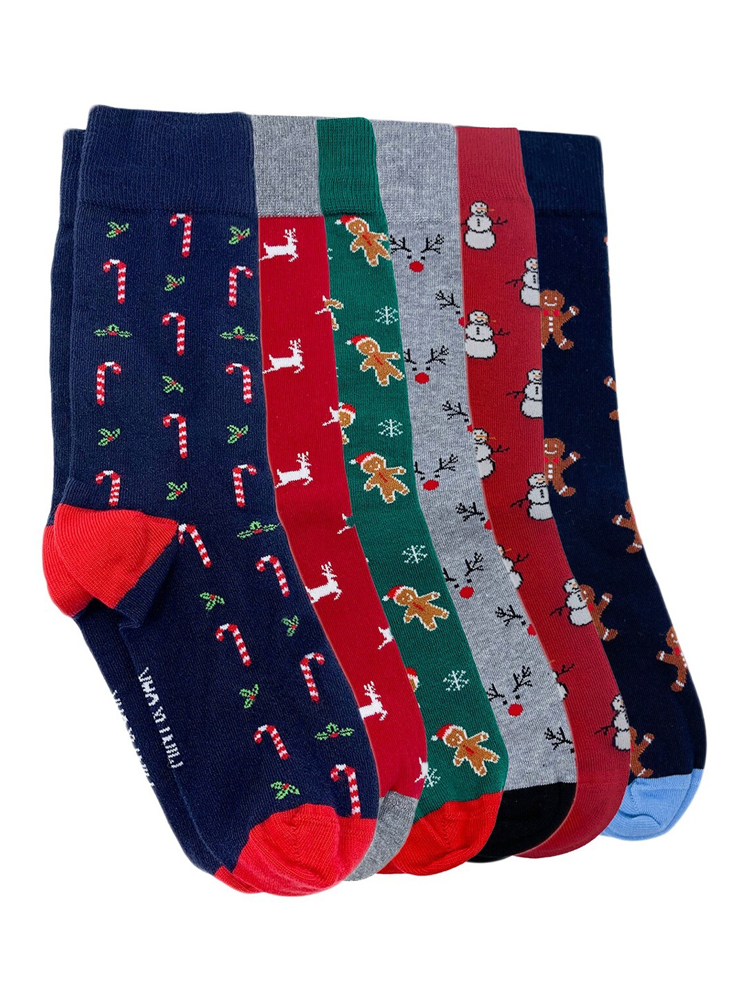 

Mint & Oak Men Pack Of 6 Patterned Above Ankle-Length Socks, Grey