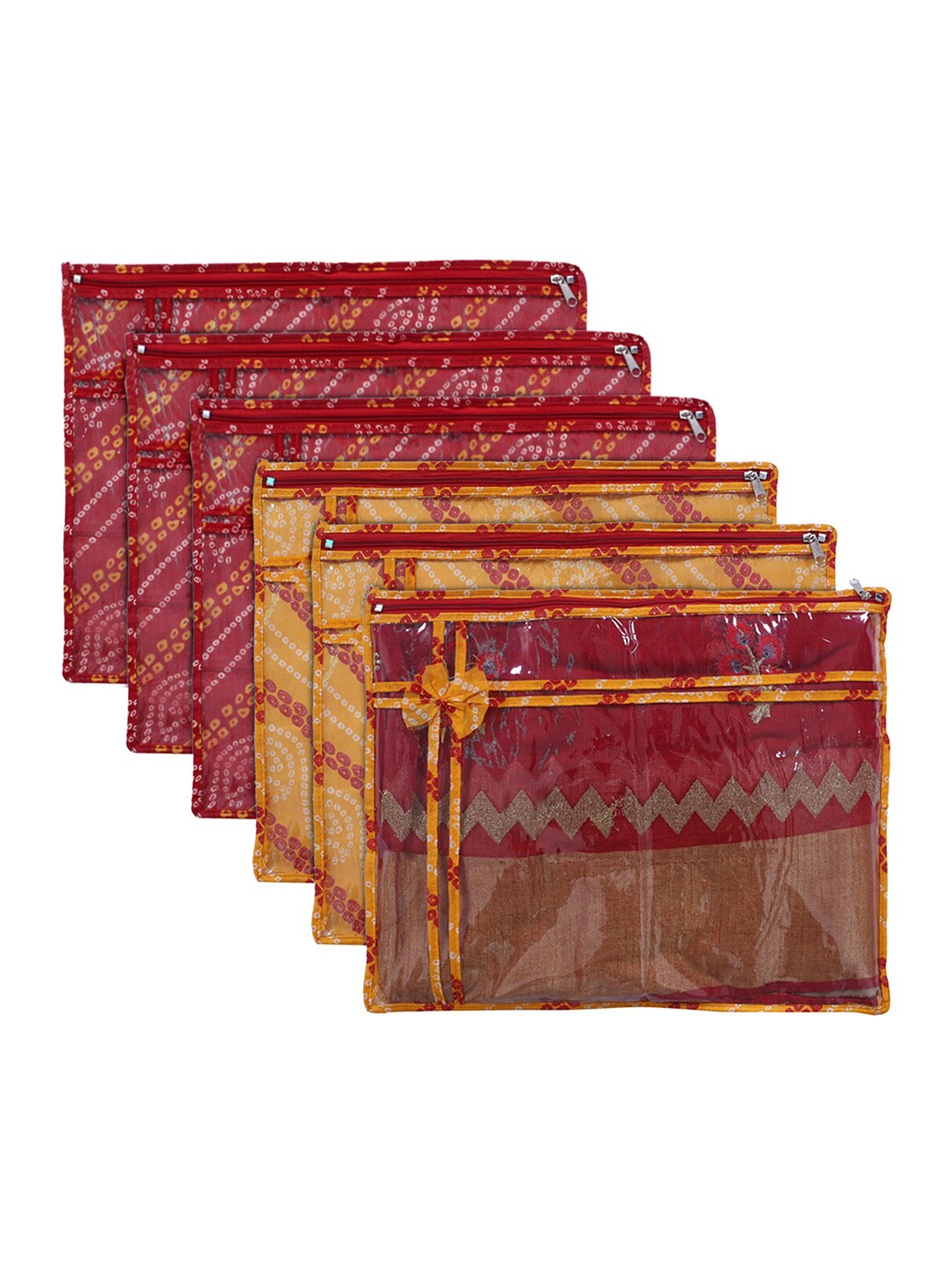 

Kuber Industries Set of 6 Red & Yellow Printed Wardrobe Organiser