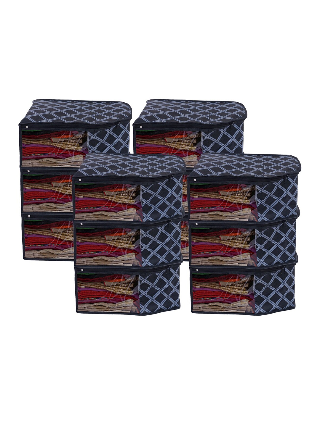 

Kuber Industries Set Of 12 Printed Non-Woven Foldable Blouse Cover Organisers, Black
