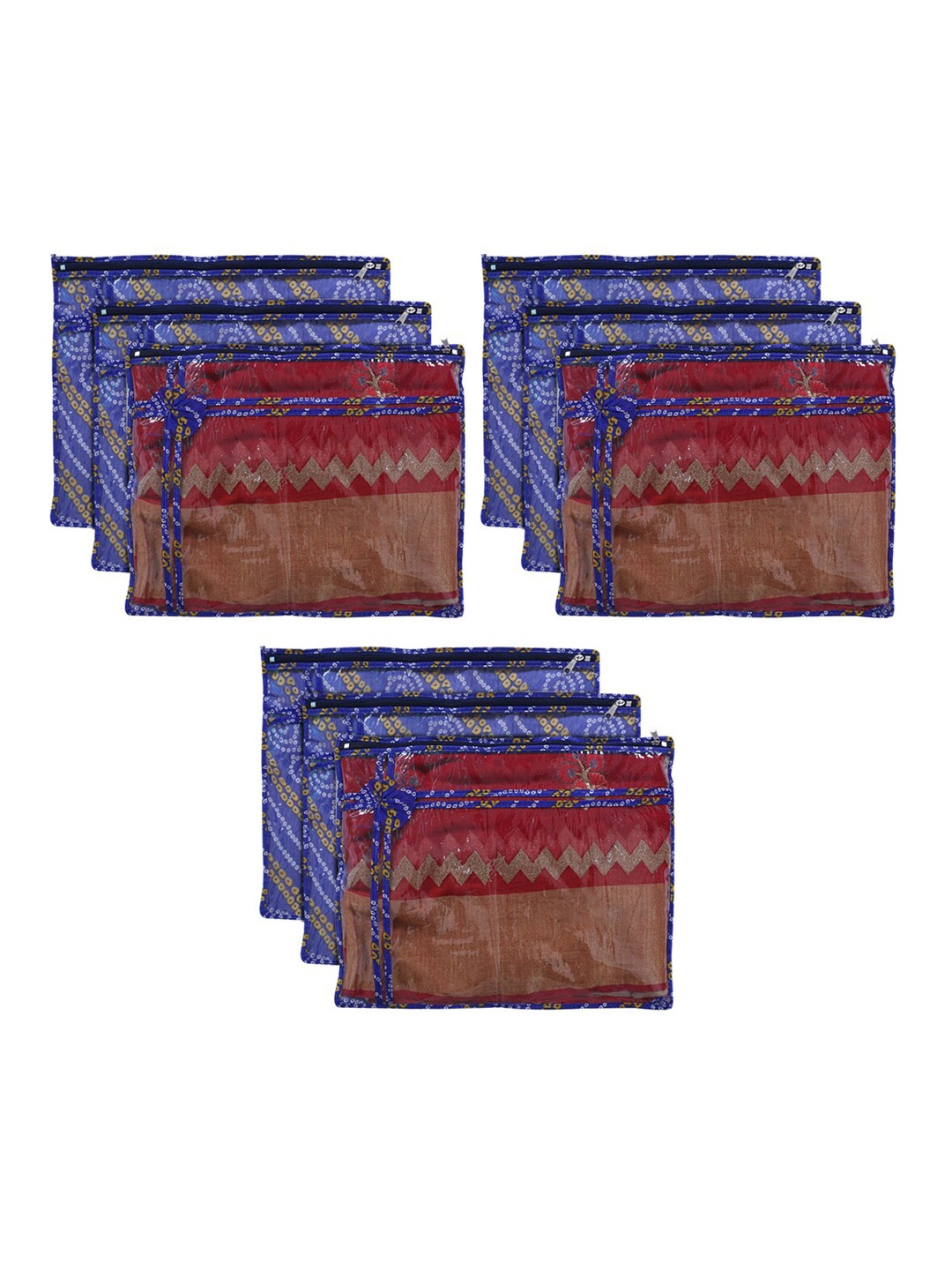 

Kuber Industries Set Of 9 Printed PVC Foldable Single Saree Cover Organisers, Blue