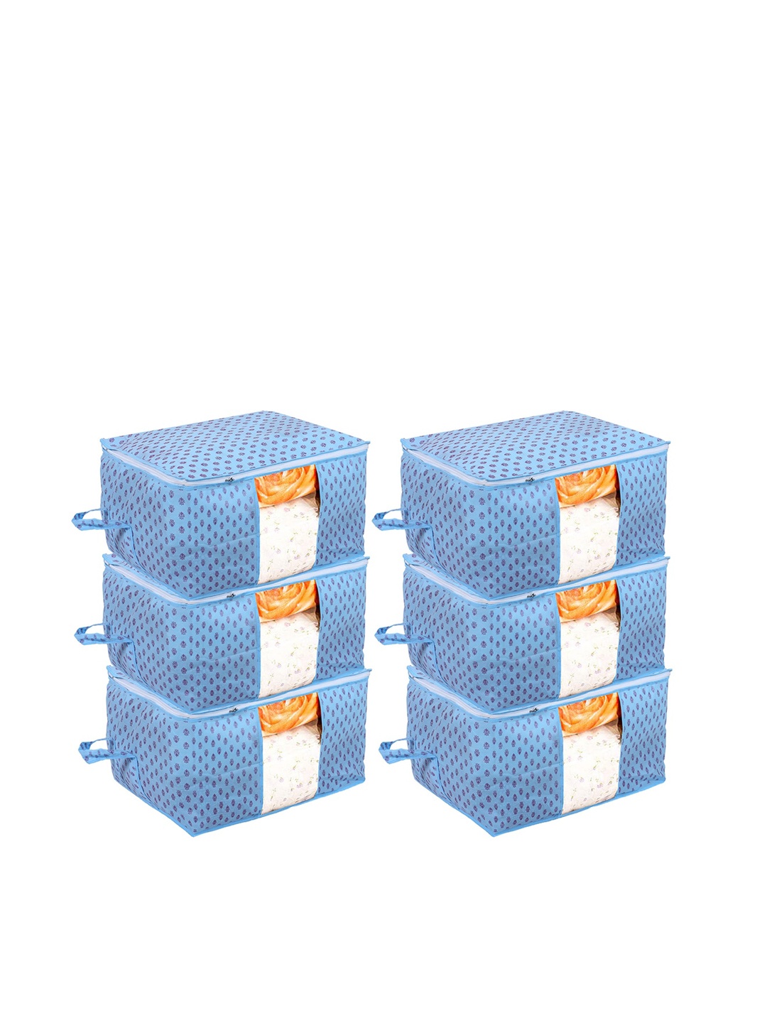 

Kuber Industries Set Of 6 Blue Printed Wardrobe Organisers