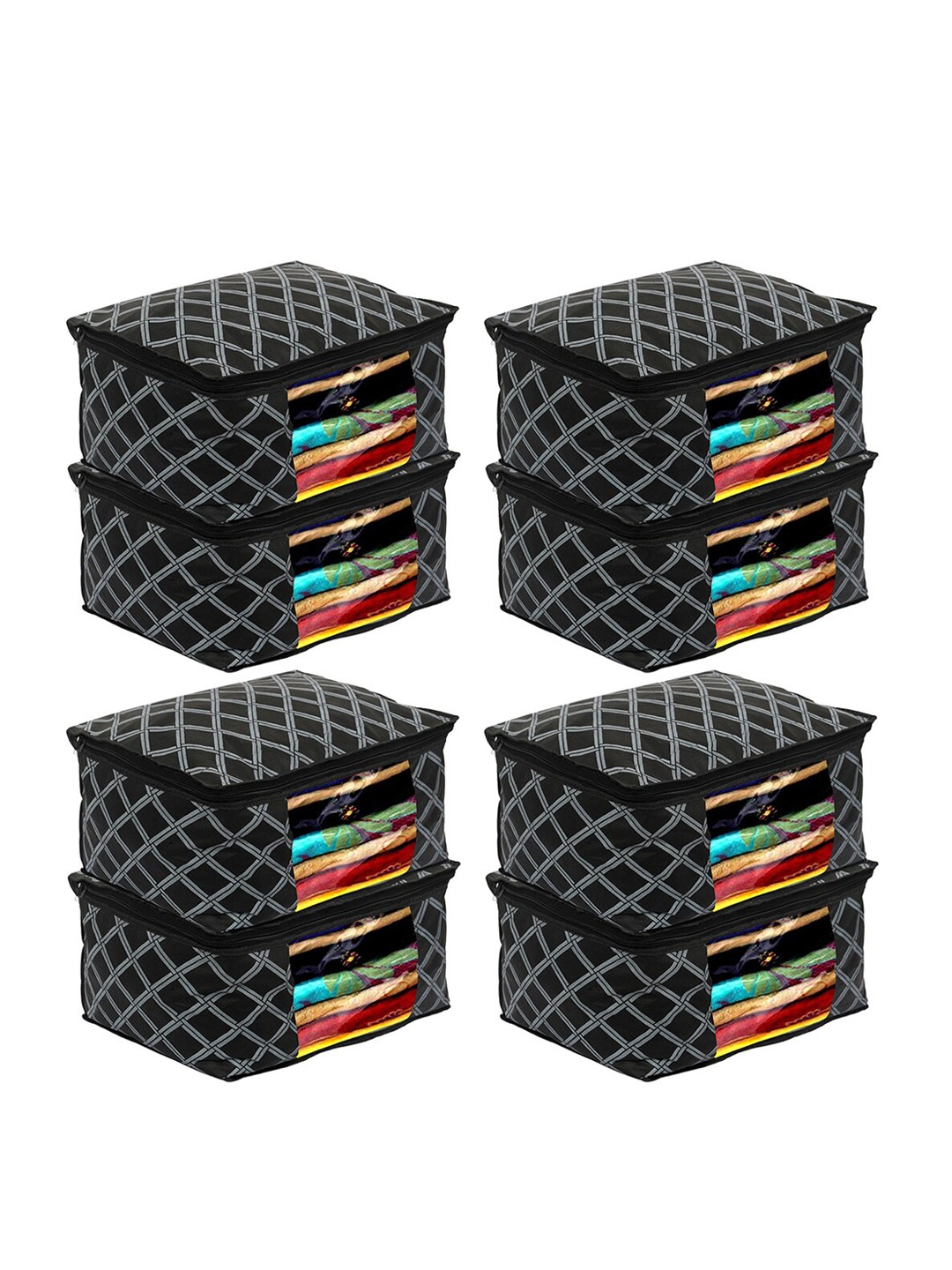 

Kuber Industries Set of 8 Black Printed Saree Organiser Covers