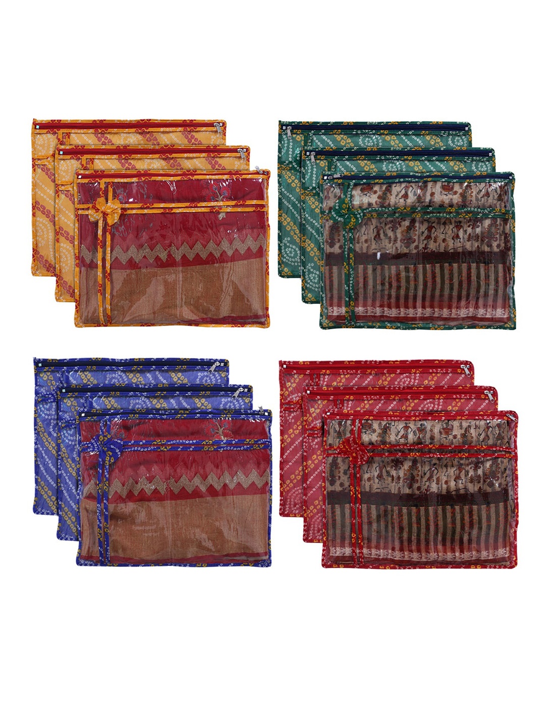 

Kuber Industries Set of 12 Multi-Coloured Printed Saree Organiser Covers, Blue