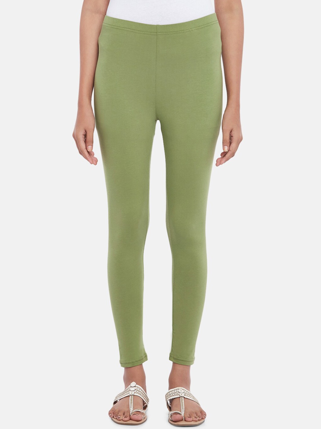 

RANGMANCH BY PANTALOONS Women Sea Green Solid Ankle-Length Leggings
