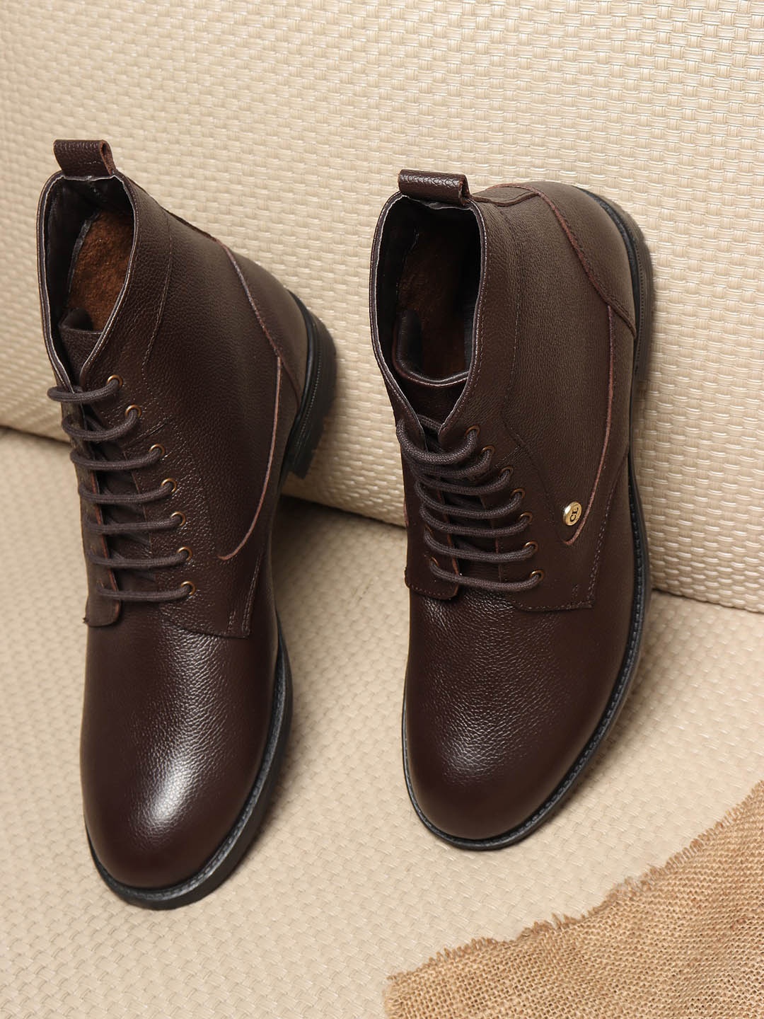

Carlton London Men Brown Solid Leather Regular Boots