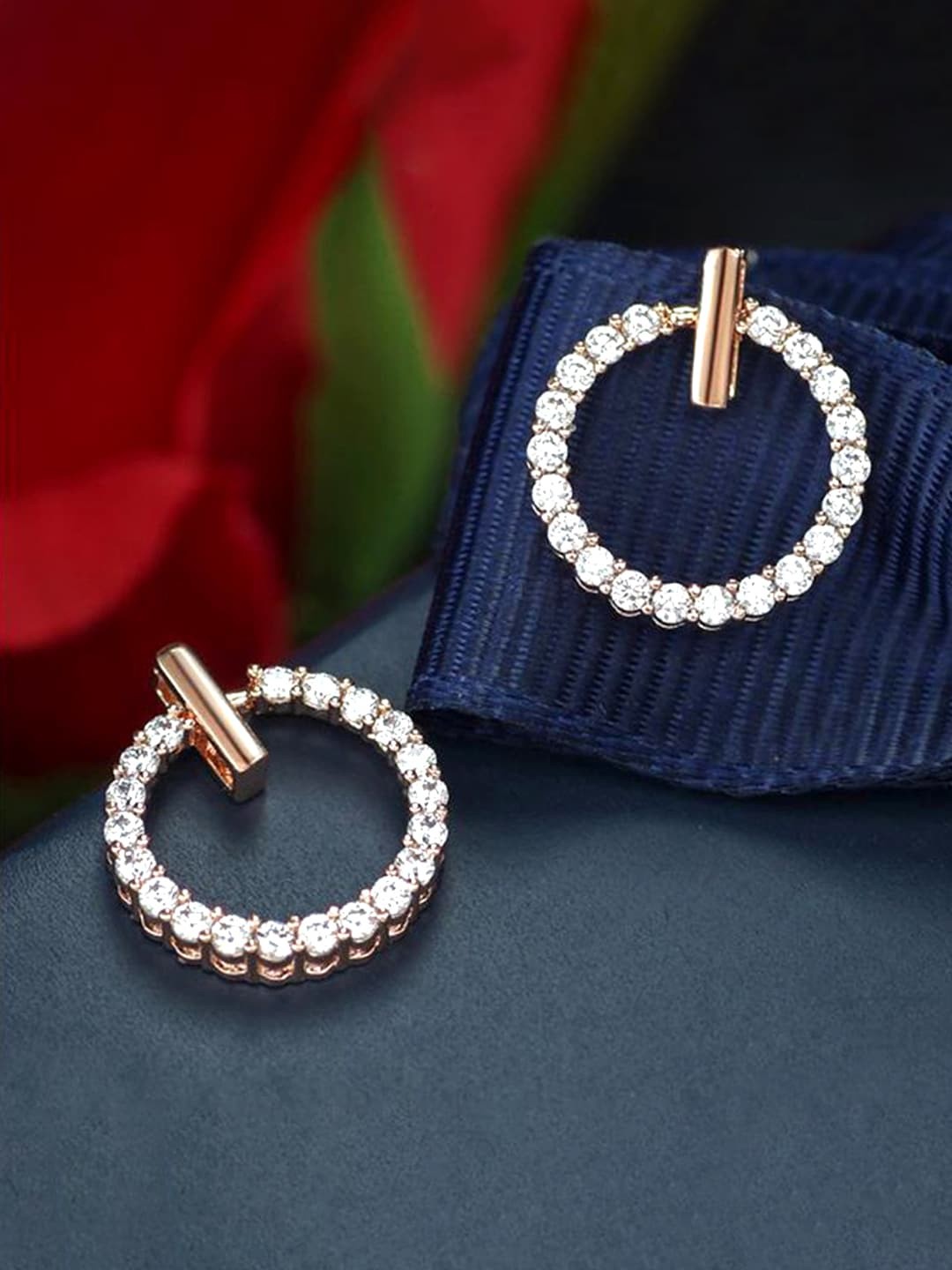 

Unwind by Yellow Chimes Women Rose Gold & White Circular Drop Earrings