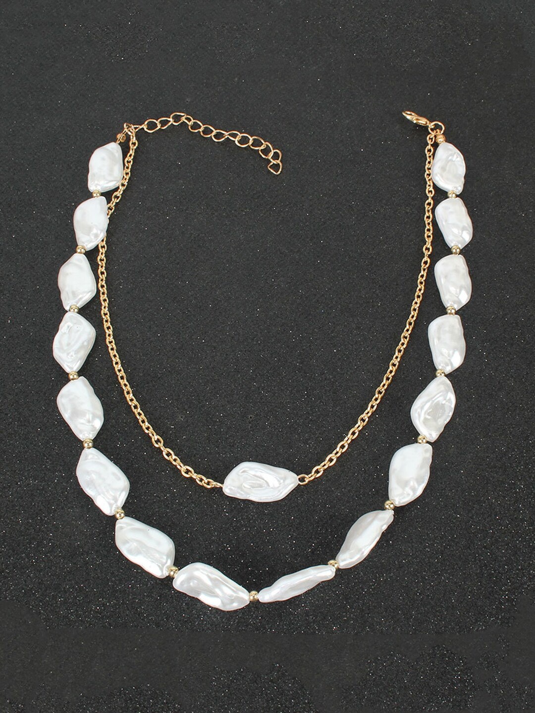 

Unwind by Yellow Chimes Women Gold-Toned & White Dual Layered Pearl Necklace