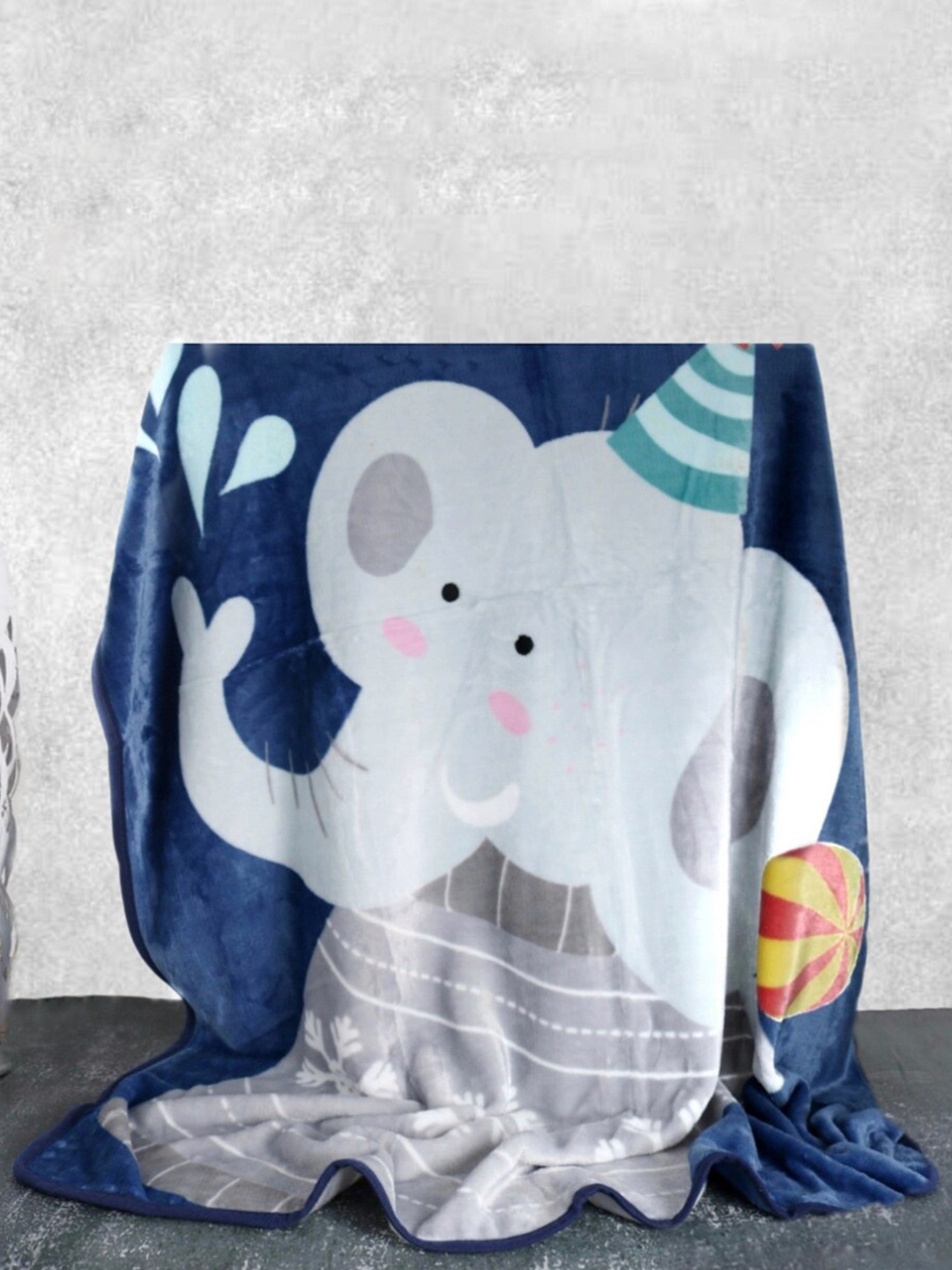 

Yellow Bee Blue & Grey Cartoon Characters AC Room 354 GSM Single Bed Blanket